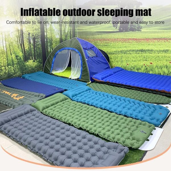 Coziya Matelas, Camping-Matratze, 5 cm Ultraleichte Aufblasbare Camping-Matratze, Aufblasbares Schlafpad Mit Eingebauten Kissen, Zum Campen, Reisen, Zuhause, BüRo,Blue