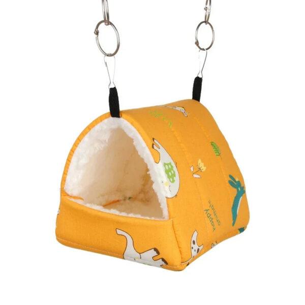 d9e5a9a809ad1ecb 1pc Cute Print Bird Bed Mini Cage Rabbit Squirrel Mat Guinea Pig Nest Hamster House Small Animal Sleeping Bed Pet Hanging Cage