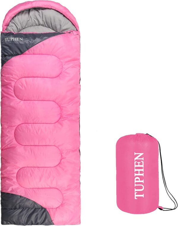 d9f37cd810ea2d16 tuphen- Sleeping Bags for Adults Kids Boys Girls Backpacking Hiking Camping Microfiber Liner, Cold Warm Weather 4 Seasons Indoor Outdoor Use, Lightweight & Waterproof
