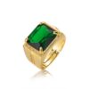 d9fc137d7aa1b955 HOYON Popular Emerald Men's Jewelry Retro Style Square Ethnic Rings 14k Gold Color Open Green Diamond Ring for Gift box