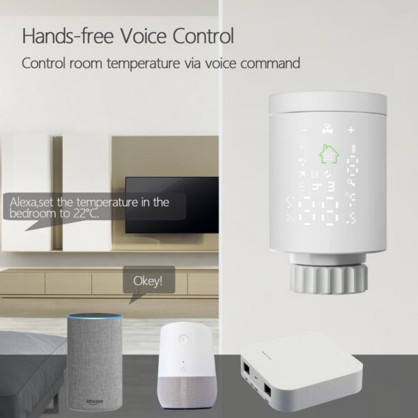 Tuya Zigbee Smart Vae Programmable Thermostatic Radiator Temperature Controller Alexa Google Home Voice Control