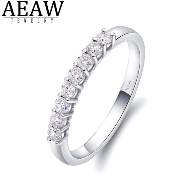 AEAW 14k White Gold 0.25ctw 2mm EF Round Cut Engagement&Wedding Lab Grown Diamond CVD HPHT Band Ring for Women