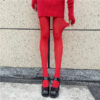 Women Socks Tights Stockings Slim See-Through Lingerie Lace Leggings Winter Women's Pantyhose Red Bodys Sexy Mujer Bottom
