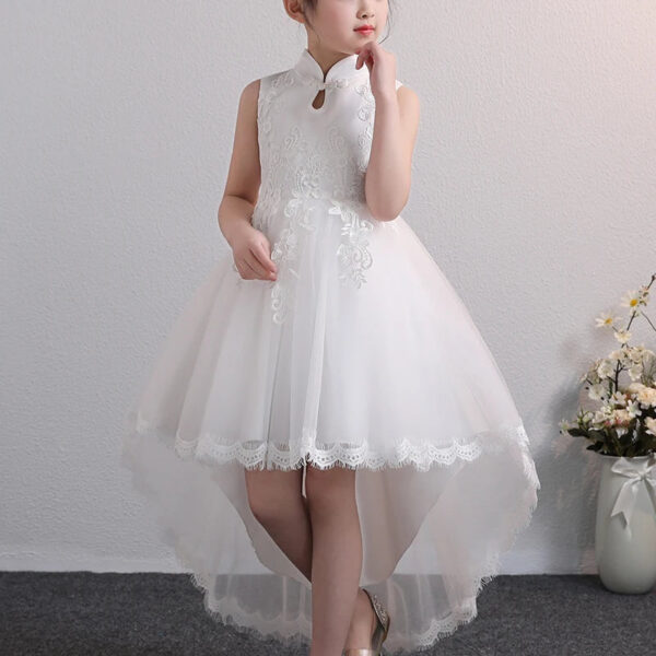 New Design Kids Dress For 4-12 Girls Wedding Party Tailing Tulle Elegant Princess Sleeveless Children’s Dresses