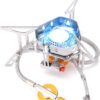 Hikenture Gaskocher mit Piezozündung, Winddichter Camping Kocher 3500W, Faltbarer Campingkocher Gasbrenner für Coleman Primus Kartusche, Kocher Gas Windschutz mit Tragebox für Hiking, Picnic, Outdoor