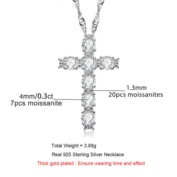da4653d411ea6451 AnuJewel 4MM 2.1 Carat D Color Moissanite Diamond Cross Pendant Necklace Sterling Sier Gold Plated Customs Jewelry