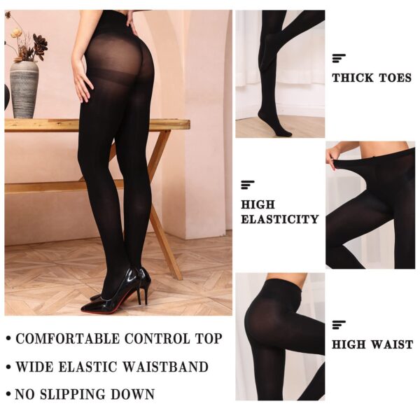 da4898ac445e33fb WAKUNA 2 Pairs Pantyhose Opaque Tights 40D Resistant Control Top