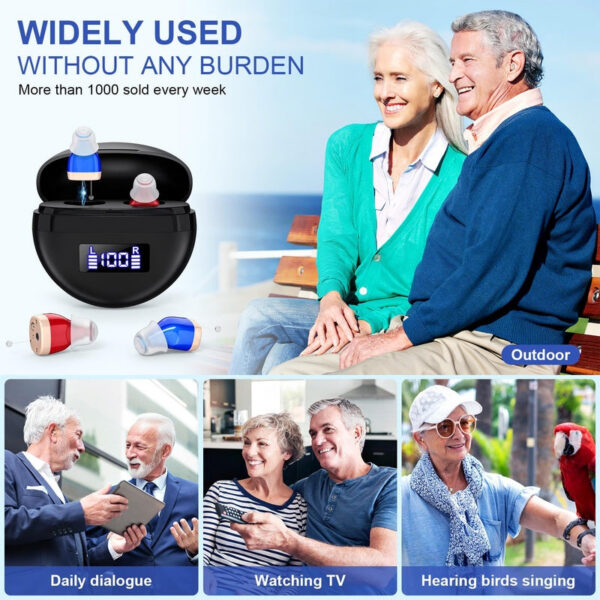 aid Seniors, rechargeable in-ear aids, sound controller for adults hearing loss, Hearing Aid with Charging Case
