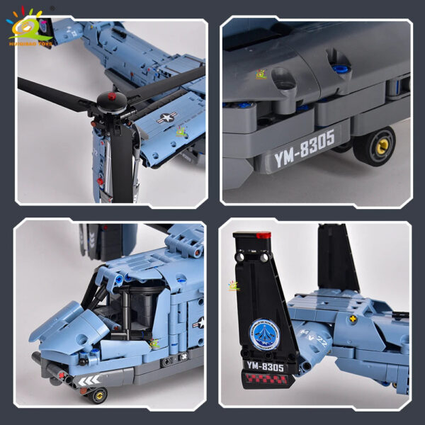 da4dc807661e3c86 HUIQIBAO MOC 1389PCS V-22 Tiltrotor Aircraft Helicopter Building Block Children Military Airplane model Bricks Toy home Decor.