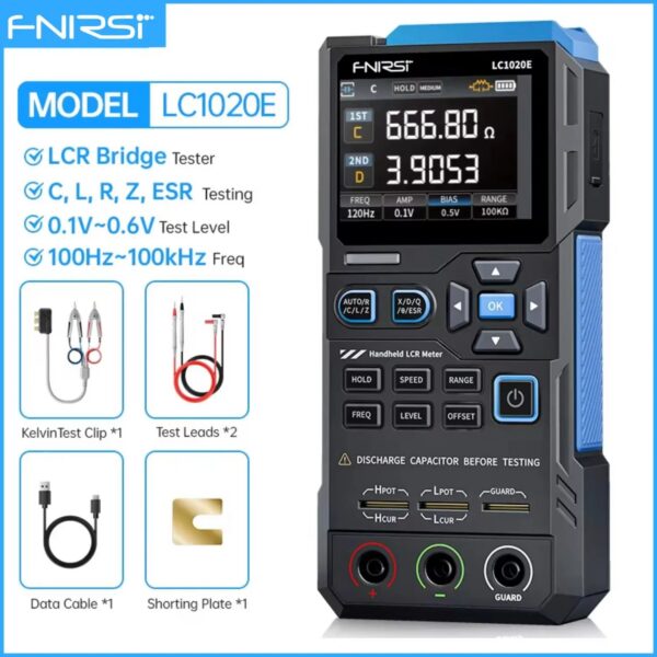 FNIRSI LC1020E High Precision Digital Bridge LCR ESR Tester Resistance Capacitance Inductance Electronic Component Measurement