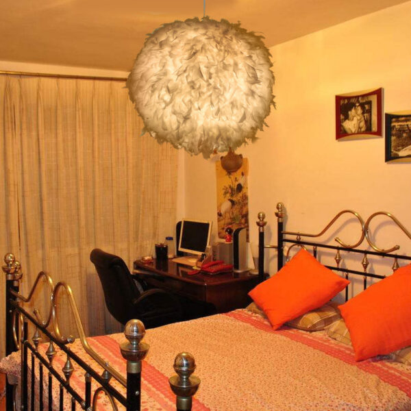Modern Lamp Bed Exhibition Hall Chandelier Simple White Feather LED Lighting