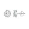 BAMOER Exquisite Halo Stud Earrings 925 Sterling Silver Moissanite Earrings for Women Engagement Wedding Fine Jewelry Gift