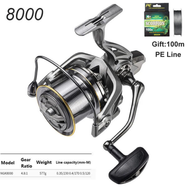 da687025cd754254 LINNHUE Big Spinning Fishing Reel 8000-14000 9000 10000 12000 Max Drag 20KG Sea Reel Free Line Saltwater Freshwater Fish Pesca