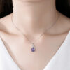 da74f0d168600ea8 Buyee Sterling Sier Amethyst Pendant Light Blue Stone Necklace for Woman Classic Family Party Fine Jewelry Chain