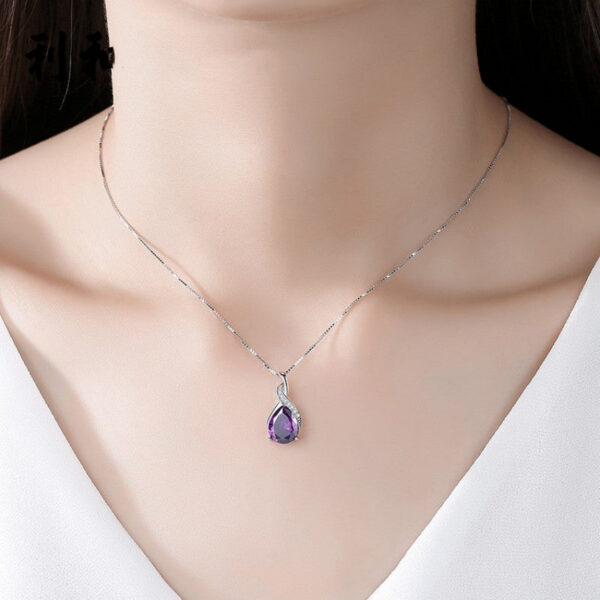 da74f0d168600ea8 Buyee Sterling Sier Amethyst Pendant Light Blue Stone Necklace for Woman Classic Family Party Fine Jewelry Chain