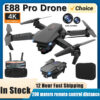da77c6e858341433 New E88Pro Drone 4K Professinal With 1080P Wide Angle Dual HD Camera Foldable RC Helicopter WIFI FPV Height Hold Apron Sell