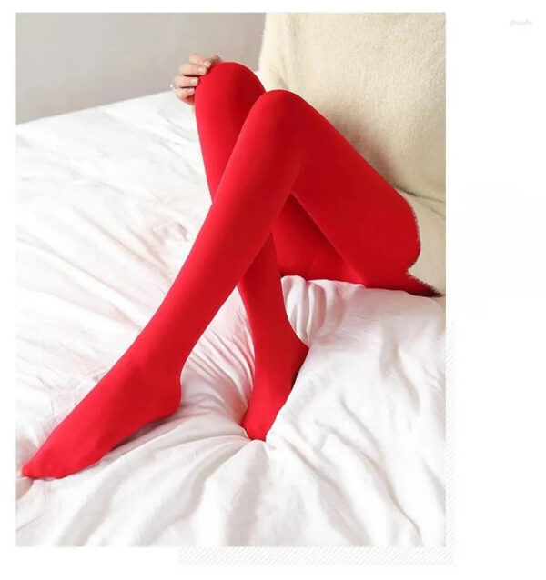 Women Socks Thermal Pantyhose Woman Fleece Tights Sexy Winter Warm Solid Red Stockings Slim Thicken Elastic Veet Female Leggings