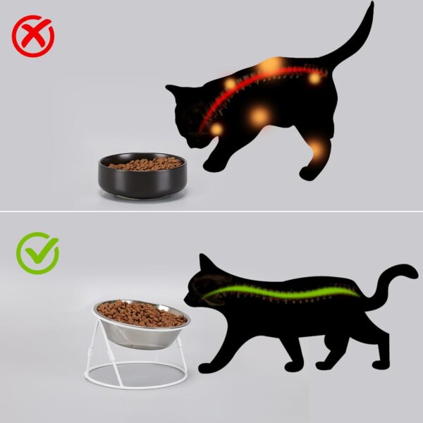 daa780214b3936ee Yangbaga Raised Cat Food & Water Bowl, 4.96 in High Cat Food Bowl for Indoor Cats, Reduce Neck Burden & Easy to Clean