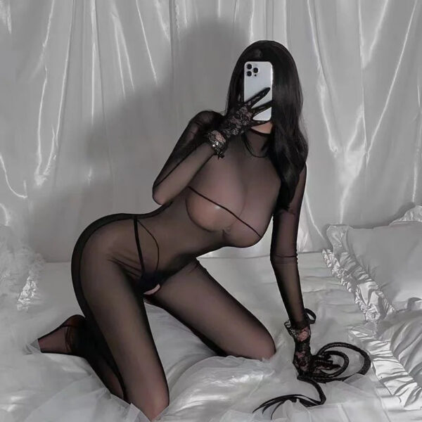 daa7acb9fac96b09 Plus Size Lace Crotchless Halter Bodysuit See Through Lingerie for Women BDSM Body Stocking Lingerie Halloween Erotic Costumes