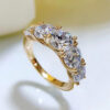 IOGOU 3.6CTTW All Moissanite Wedding Ring 5 Stone Sparkling Diamond Engagement Band Sterling Sier Jewelry for Women