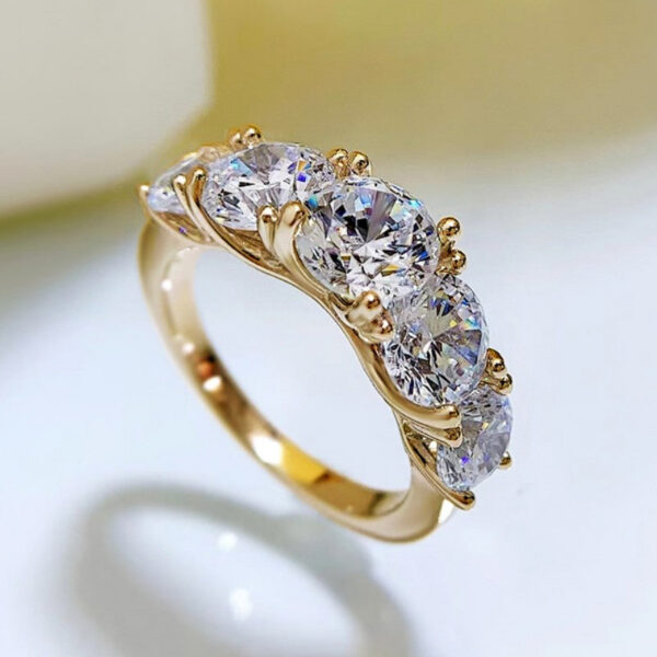 IOGOU 3.6CTTW All Moissanite Wedding Ring 5 Stone Sparkling Diamond Engagement Band Sterling Sier Jewelry for Women