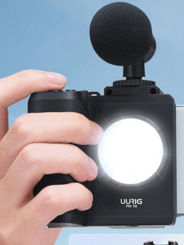 UURIG PH-10 Wireless Handle G rip Holder Stabilizer Smartphone Vlog Remote Control 1/4"LED Light for i Phone Android