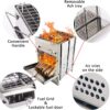 dabe995a889e4578 Tragbarer Campingkocher aus Edelstahl – kompakter faltbarer Holzgrill für Rucksackreisen, Wandern & Grillen im Freien, winddichtes Design mit 360° Luftstrom & stabilem Boden (Survival Gear)