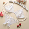 daccc181fe2a84e0 Sexy Lace-up Lingerie Set Women Hot Exotic Open Crotch Transparent Underwear G-string Bandage Bikini Three-point Set