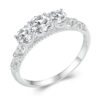 BAMOER 1.1CTTW Round Moissanite Ring for Women, White Gold Plated D Color VVS1 Lab Diamond 925 Sterling Silver Engagement Ring