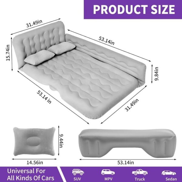 daecb56e2c68d484 SUV Air Mattress - Thickened and Double Air Mattress Sided Flocking Travel Inflatable Car Mattress Bed with Electric Air Pump and 2 Pillows, Car Sleeping Bed for Home Outdoor and Travel