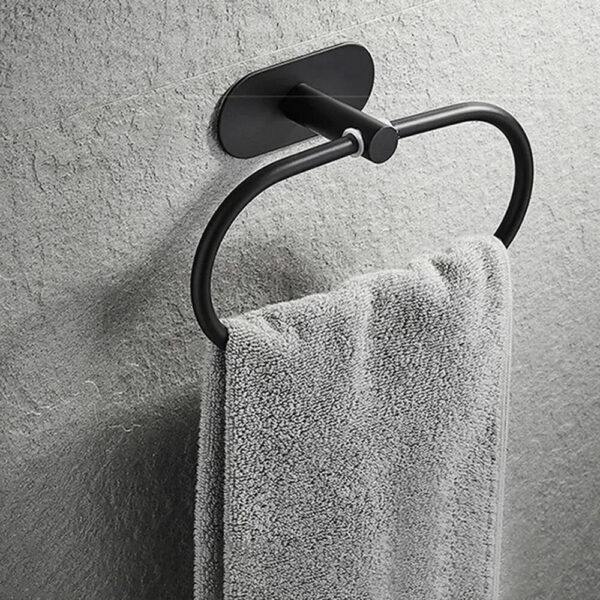 4PCS Wall Mount Toilet Towel Holder Adhesive Black Sier Kitchen Roll Paper Stand Hanging Napkin Rack Bathroom Set