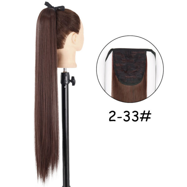 db18e577ade8a774 34inches Synthetic Ponytail Hair Extension Clip in Fake Wig Hairpiece Blonde Wrap Around Pigtail Long Smooth Overhead Pony Tail