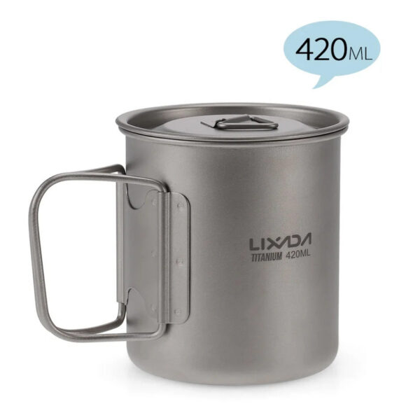 Titanium Outdoor Portable Camping Picnic Water Cup Mug with Foldable Handle 300ml 350ml 450ml 550ml 650ml / 750ml