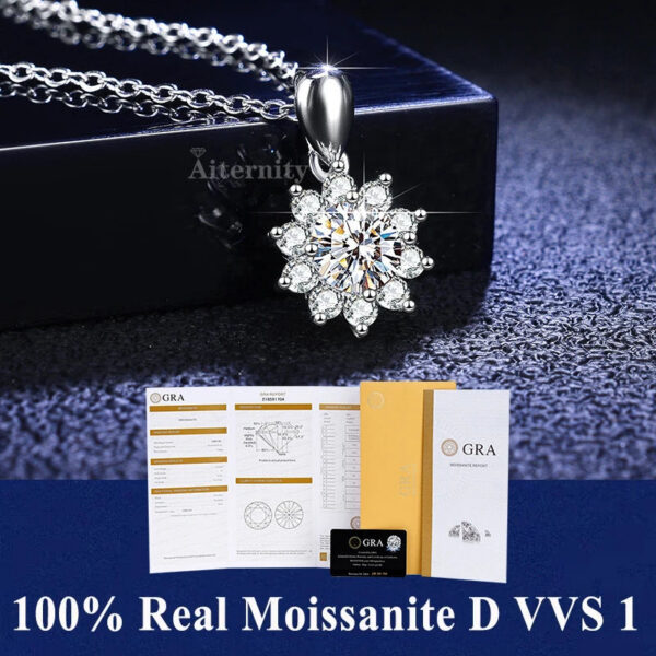 db213653df09d345 0.5ct-1.0ct VVS1 D Color Moissanite Necklace 925 Soild Sterling Sliver Chain with Certificate Fine Jewelry for Woman Jewelry