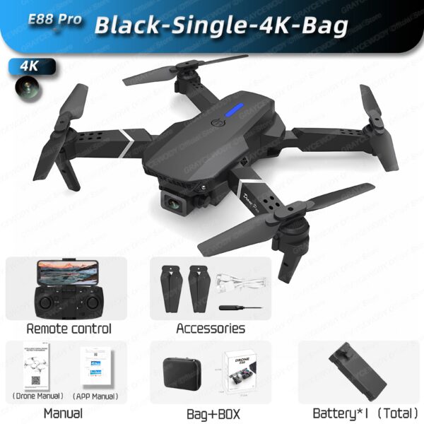 db318e5c94714943 New E88Pro Drone 4K Professinal With 1080P Wide Angle Dual HD Camera Foldable RC Helicopter WIFI FPV Height Hold Apron Sell