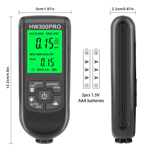 db4007f6452d45f8 Electroplate Metal Tester HW-300 Digital 0-2000um Fe and NFe Probe Car Paint Coating Thickness Gauge