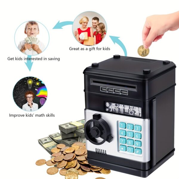 db41394727c8d908 Electronic Piggy Automatic Mini Safe Coins Cash Saving Money Box Password Counter Code Key Lock Coin Bank ATM Child Gift