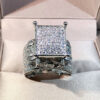 db484588165783ab sterling sier high quality white zircon diamond geometric three-dimensional diversified ring suitable for couple