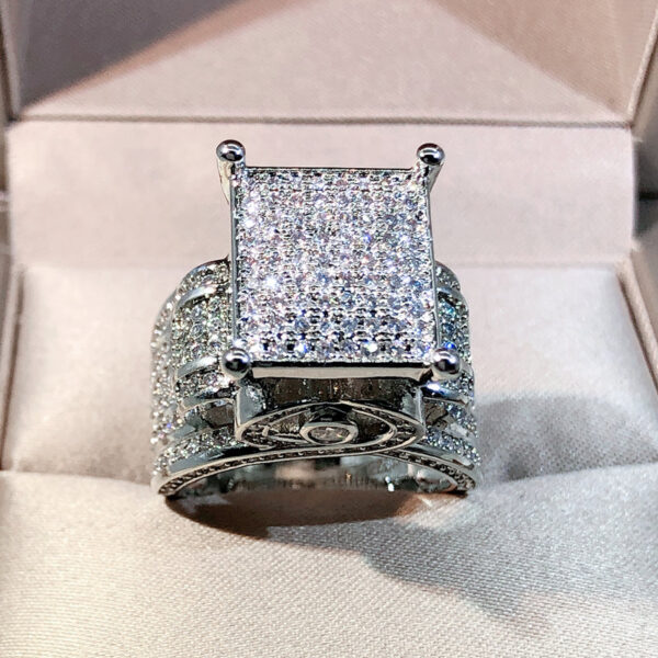 db484588165783ab sterling sier high quality white zircon diamond geometric three-dimensional diversified ring suitable for couple