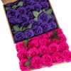 db4bcfbd3ea5bf84 Artificial Flower Foam Purple Rose 50pcs Real Looking Fake Rose with Stems Leaves for Home Decoration Party Garden Centerpieces DIY Wedding Bouquets(Purple)