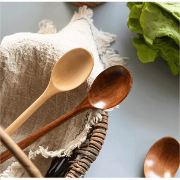 db931f3da18de3e9 6pcs Nanmu Wooden Japanese Style Spoon Utensils for Tableware Cutlery Set Festival Kitchen Dinnerware Gift