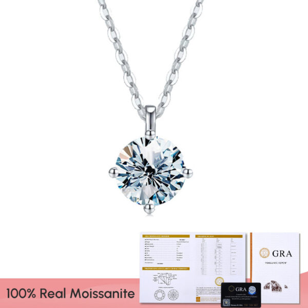 db944662c1238f9c GRA Certified Moissanite Diamond Classic Round Pendant Necklace for Women Sterling Sier Chain Wedding Fine Jewelry