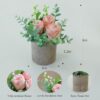 Artificial Flowers Kit with Pot, Combination of Fake Silk Orange Roses and Greenery,Small Plant Potted Decor for Offices,Bookshelf,Bedroom, Living Room,Party,Wedding Decorations…