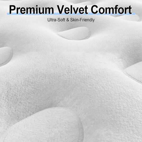 dbb477838dc7ea1b Queen Air Mattress with Built-in Pump - 18 Inch Extra Thick, Luxurious Velvet Plush Surface & Reinforced Edge - Portable Inflatable Bed for Home, Camping & Travel - Hotel-Like Comfor - Grey