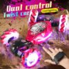 dbc29a753719f4c7 4WD 1:16 Stunt RC With LED Light Gesture Induction Deformation Twist Climbing Radio Controlled Car Electronic Toys for Kids