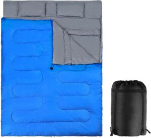 dbd984816031d486 TANGZON 220x150cm Double Sleeping Bag, Extra Large Converts into 2 Waterproof Lightweight Camping Bags with 2 Pillows and Carrying Bag for Outdoor Hiking Backpacking Traveling