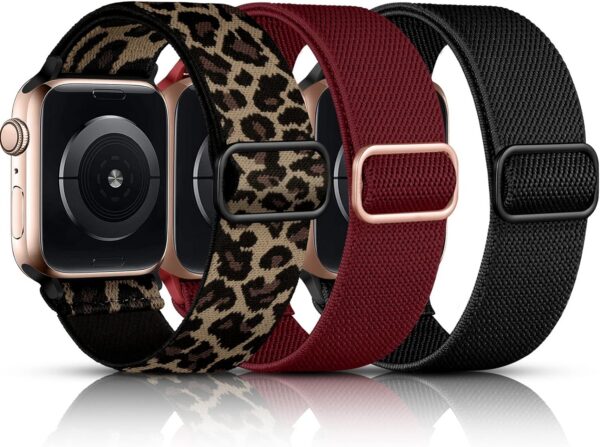 dbf1662f2eaae2d8 DaQin 3 Pack Elastic Bands Compatible with Apple Watch Band 45mm 44mm 49mm 42mm 41mm 40mm 38mm Women Men, Soft Nylon Solo Loop Straps for Apple Watch SE iWatch Series 9/8/7/6/5/4/3/2/1/Ultra/Ultra 2
