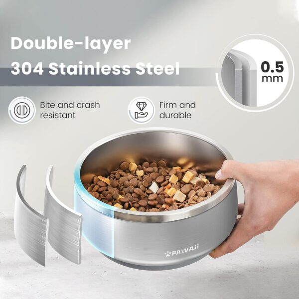 dc2234c6d48c5a78 Pawaii Small Dog Bowls, 12oz Food Water Bowl Designed for Puppies and Cats with Non-Slip Rubber Base, Upgraded Metal Insulated, Double Stainless Steel Bowls