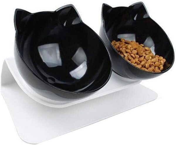 Elevated Cat Bowls with Raised Stand, Pet Food Water Feeder Bowl, 15° Tilted Pet Bowl Stress-Free Suit for Cats Small Dogs