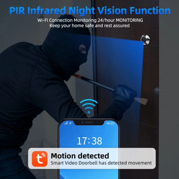 WSDCAM 4.3Inch LCD Video Peephole Doorbell Camera IR Night Vision Video Eye Door Bell Visual Doorbell Smart Home Outdoor Camera